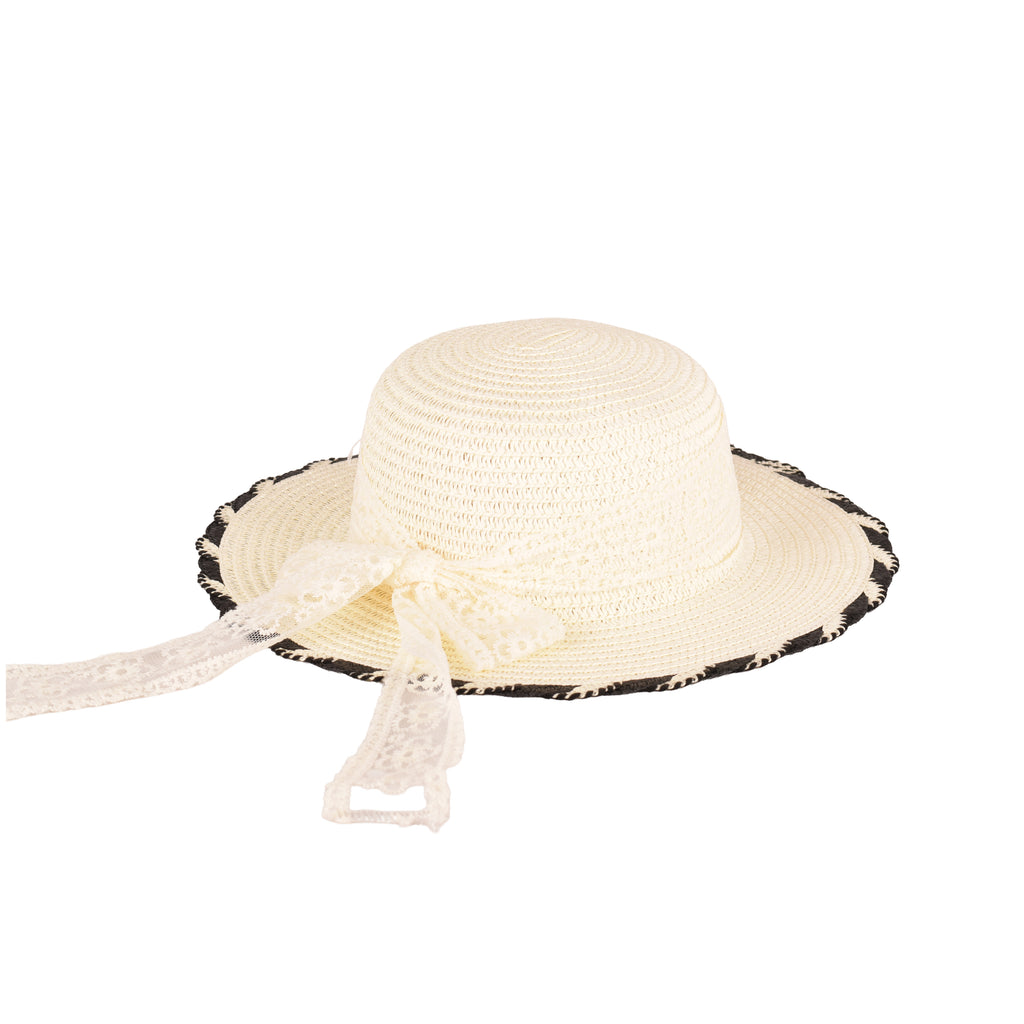 Minimalist kids straw hat side view UV 54cm UK Hopoye
