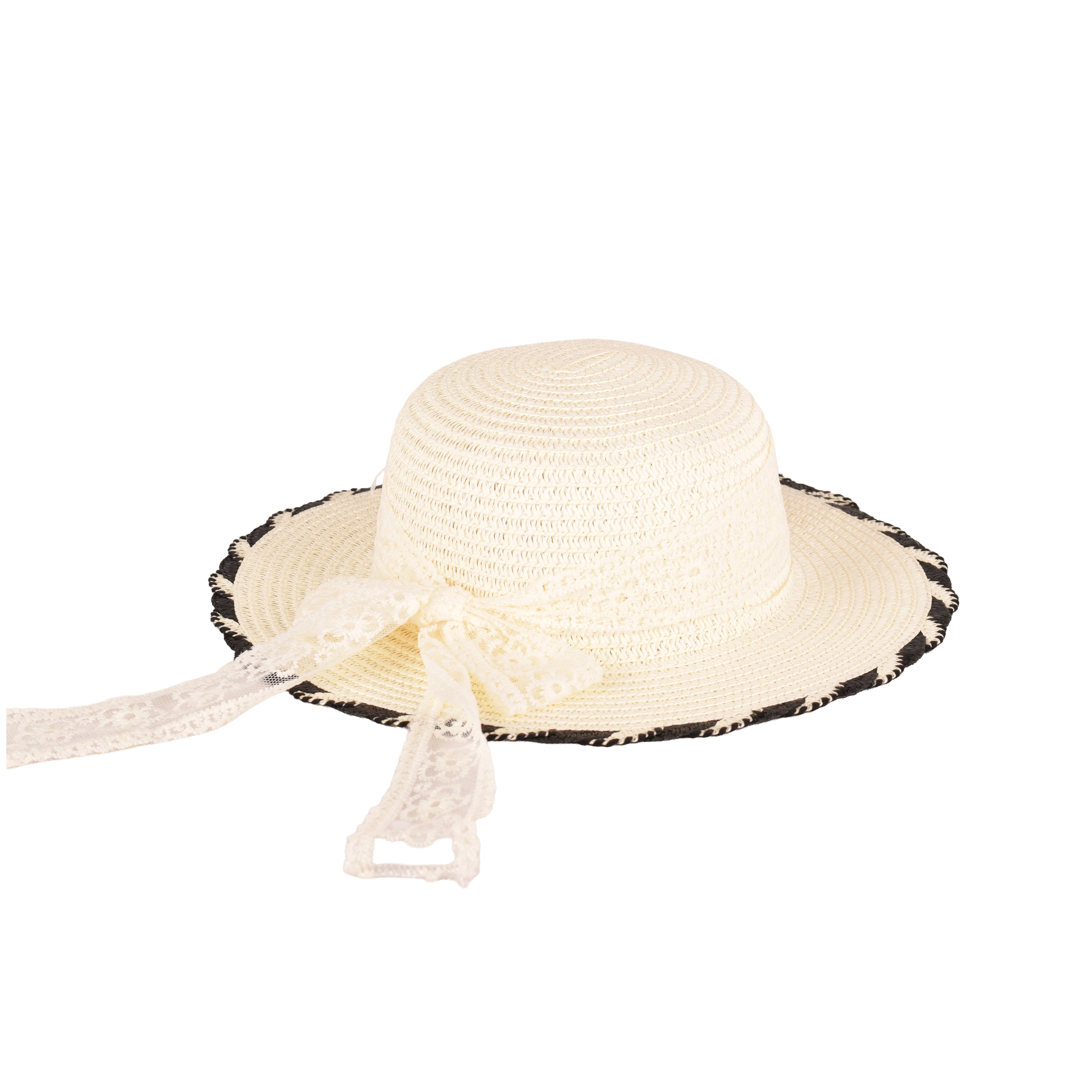 Minimalist kids straw hat side view UV 54cm UK Hopoye