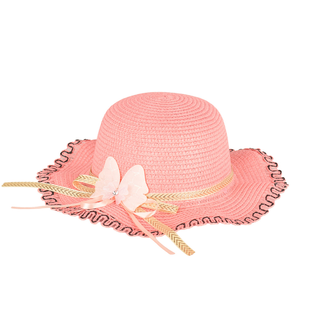Kids premium straw hat side view crushable UV 54cm UK Hopoye