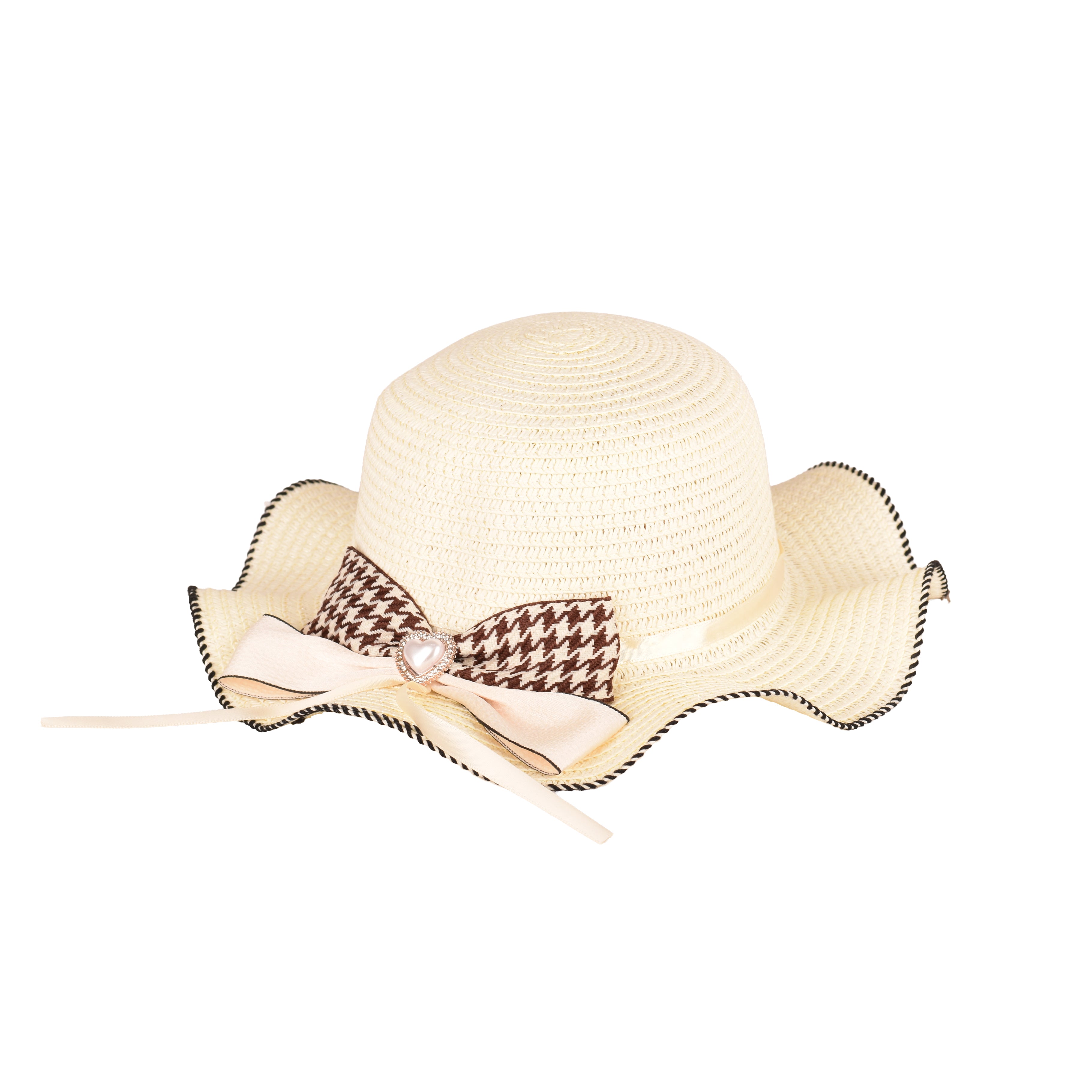 Luxury kids straw hat side view 54cm UV beach UK Hopoye