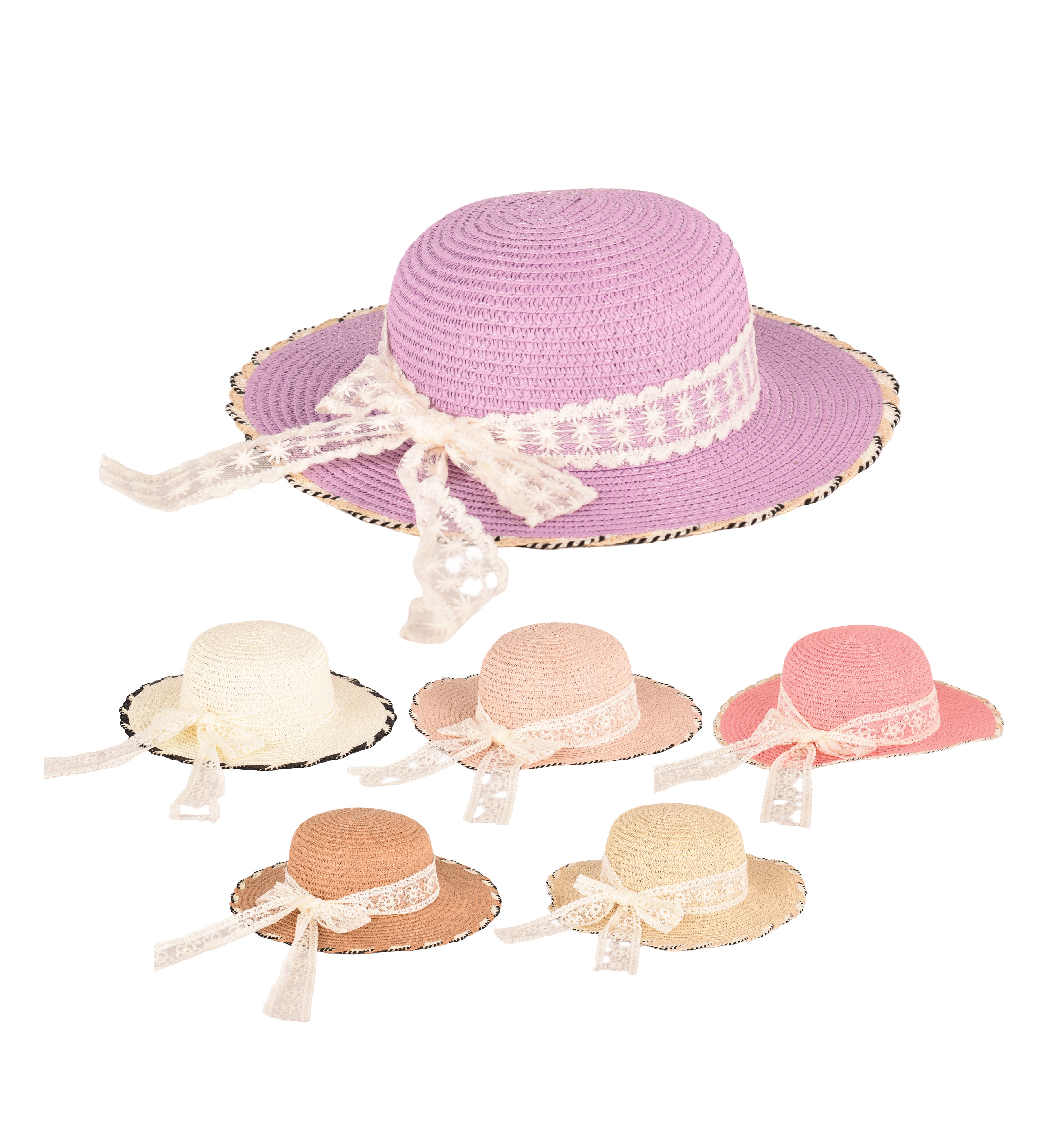 Kids minimalist straw sun hat crushable wide brim UV 54cm UK Hopoye