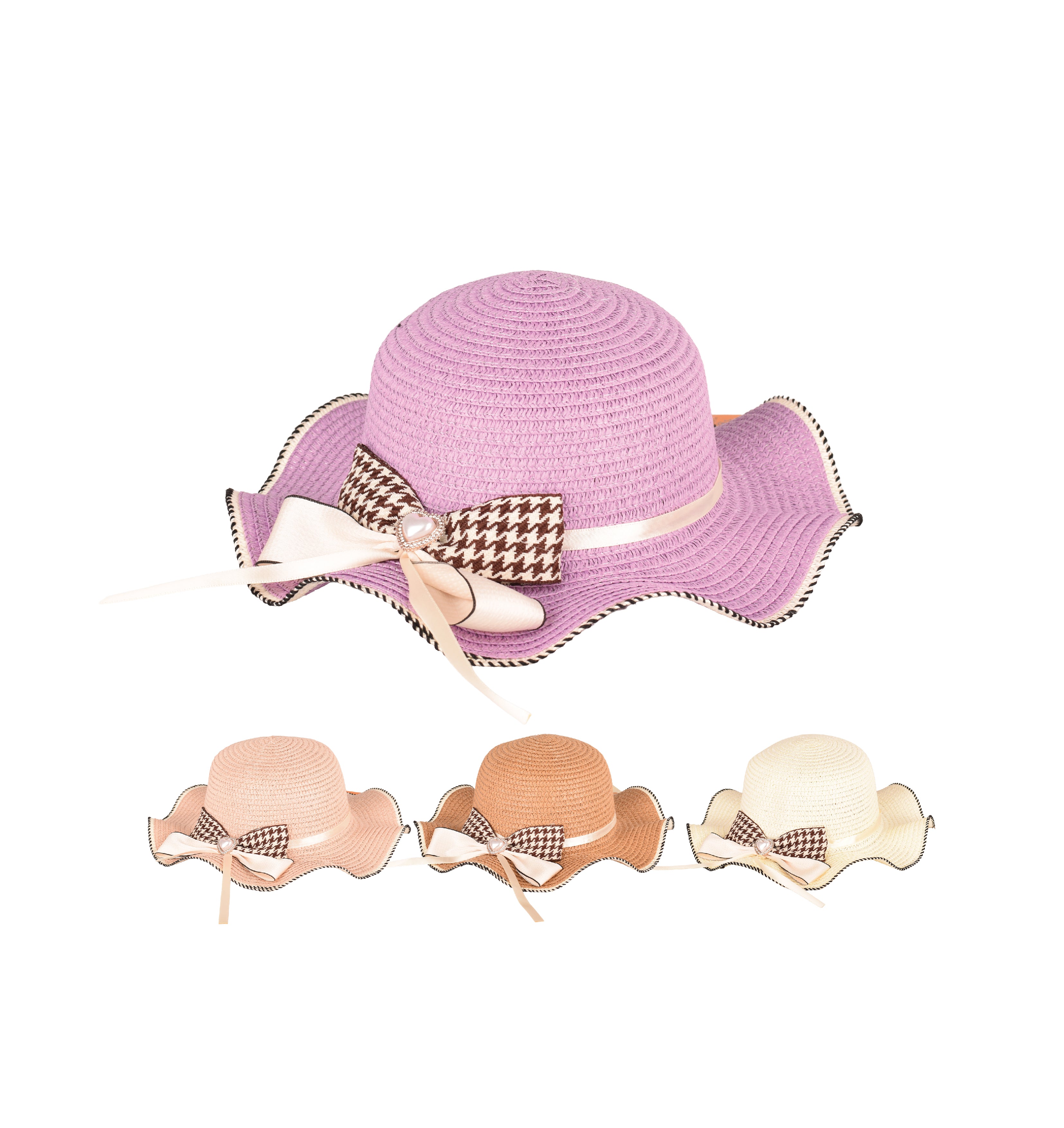 Luxury kids straw sun hat crushable wide brim UV one size 54cm UK Hopoye