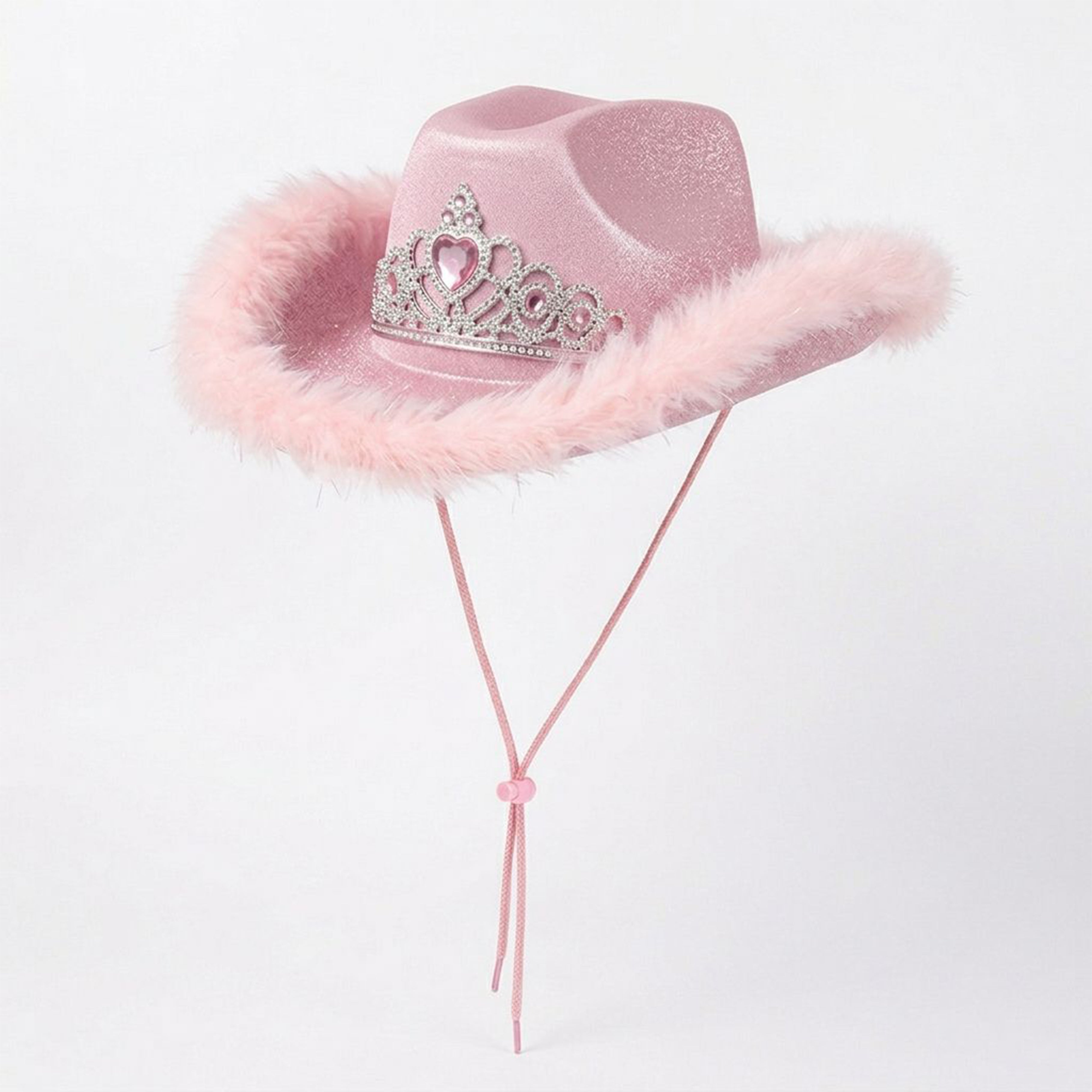 Glitter Tiara Cowgirl Party Hat | Faux Fur Trim | 9 Colours UK