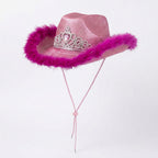 Glitter tiara party cowboy hat colour option adjustable chin string UK Hopoye