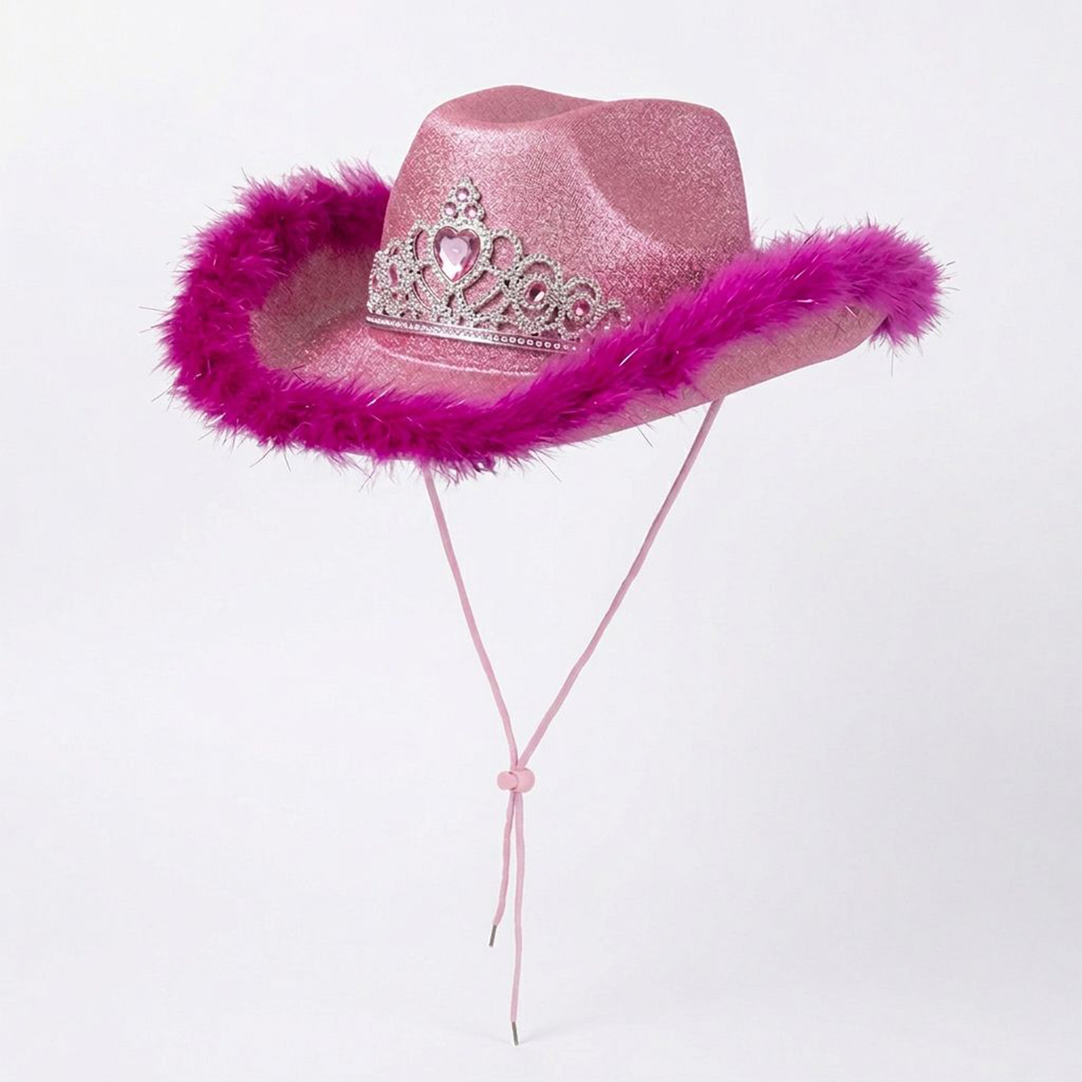 Glitter Tiara Cowgirl Party Hat | Faux Fur Trim | 9 Colours UK