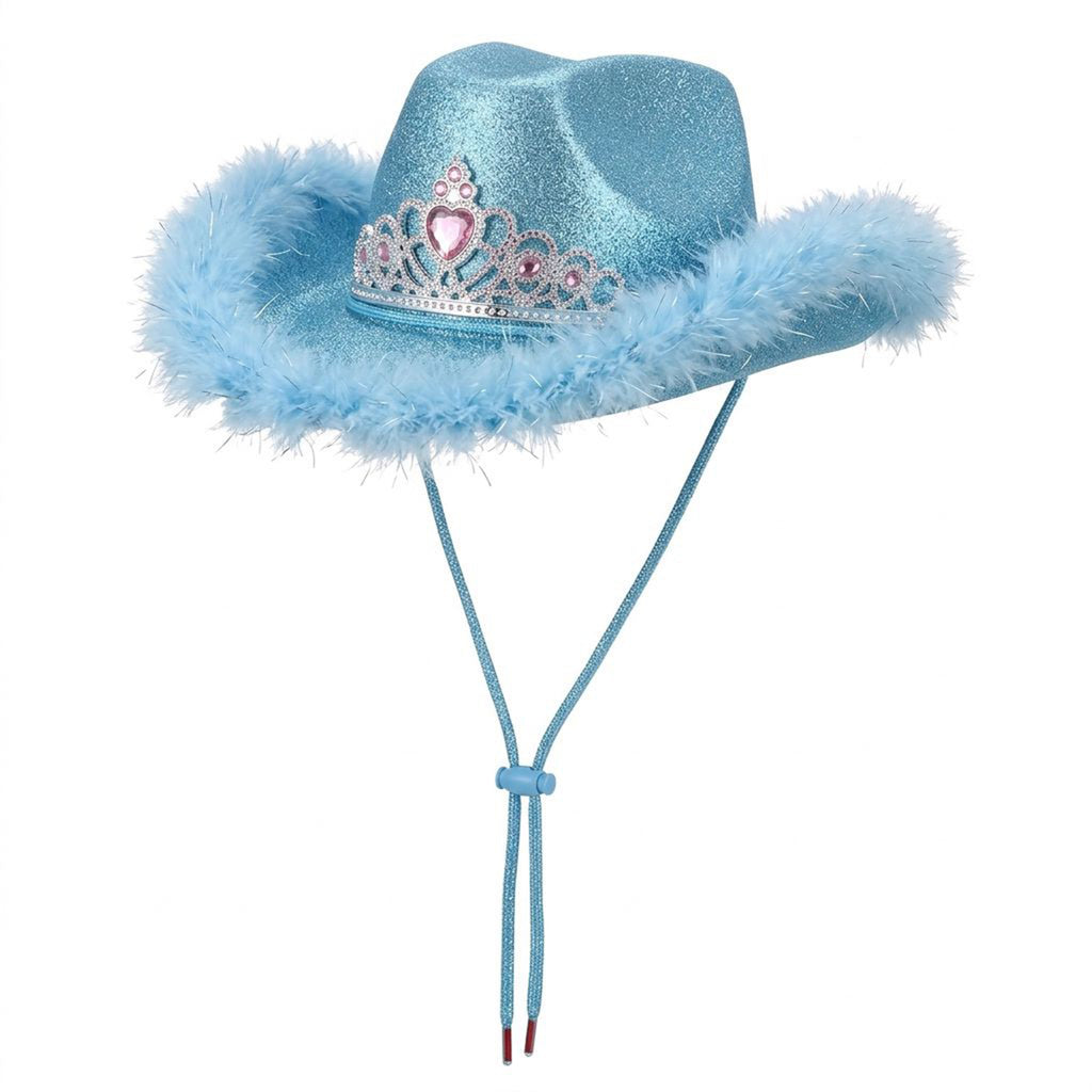 Tiara cowgirl party hat side view adjustable hen do UK Hopoye