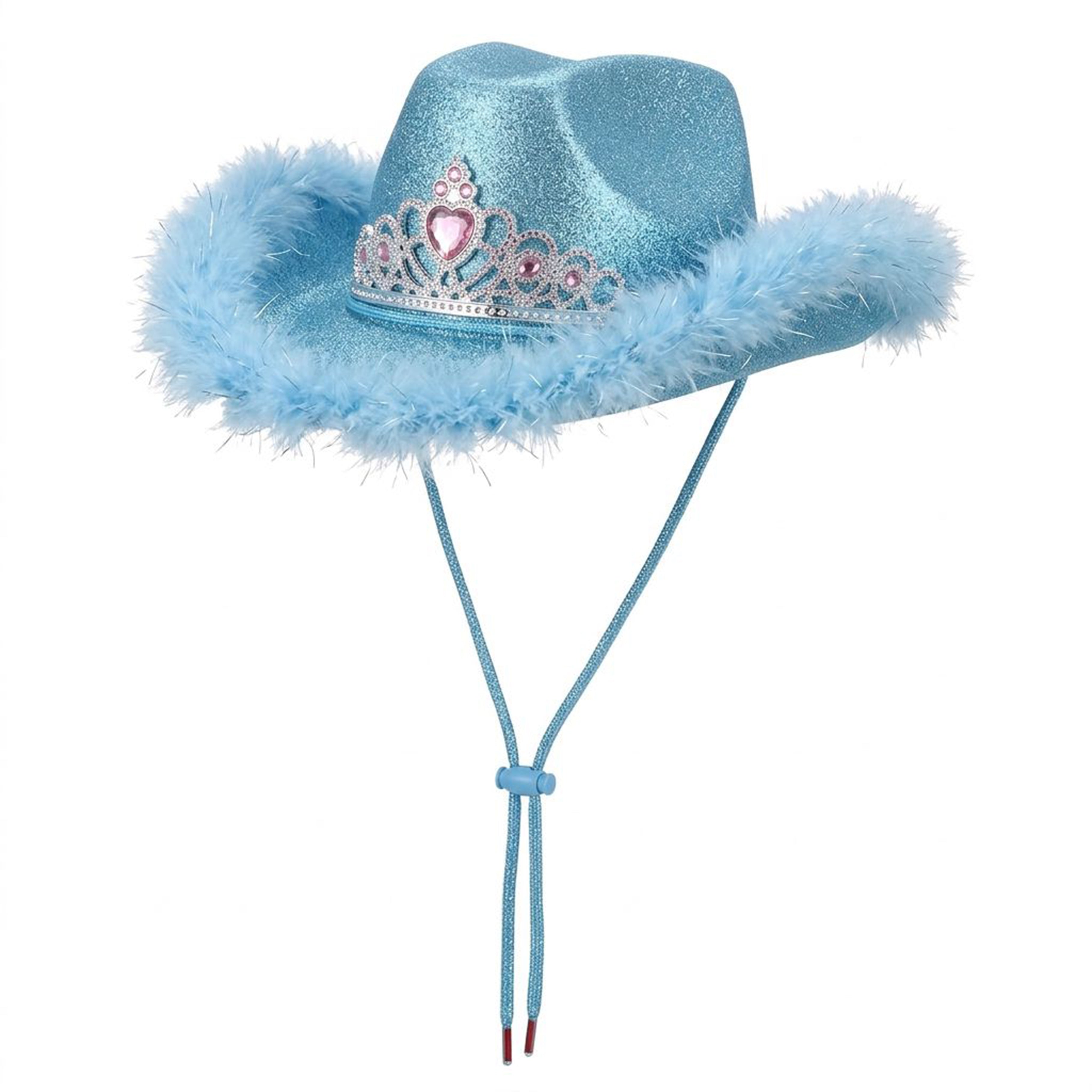 Tiara cowgirl party hat side view adjustable hen do UK Hopoye