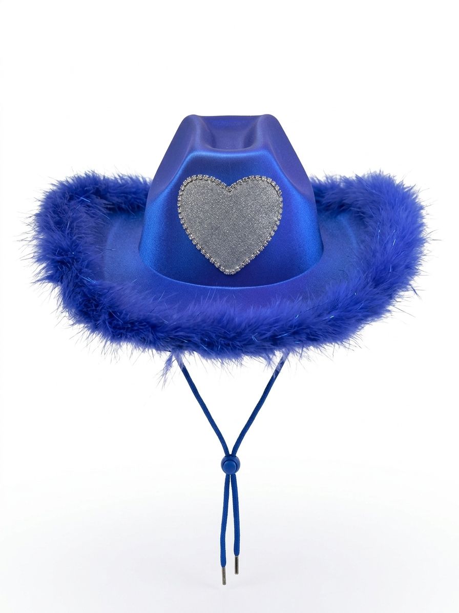 Glitter heart party hat close up faux fur sparkle UK Hopoye