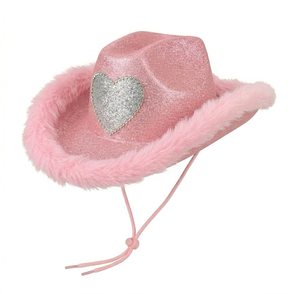 Glitter heart cowboy hat colour range 6 options hen do UK Hopoye