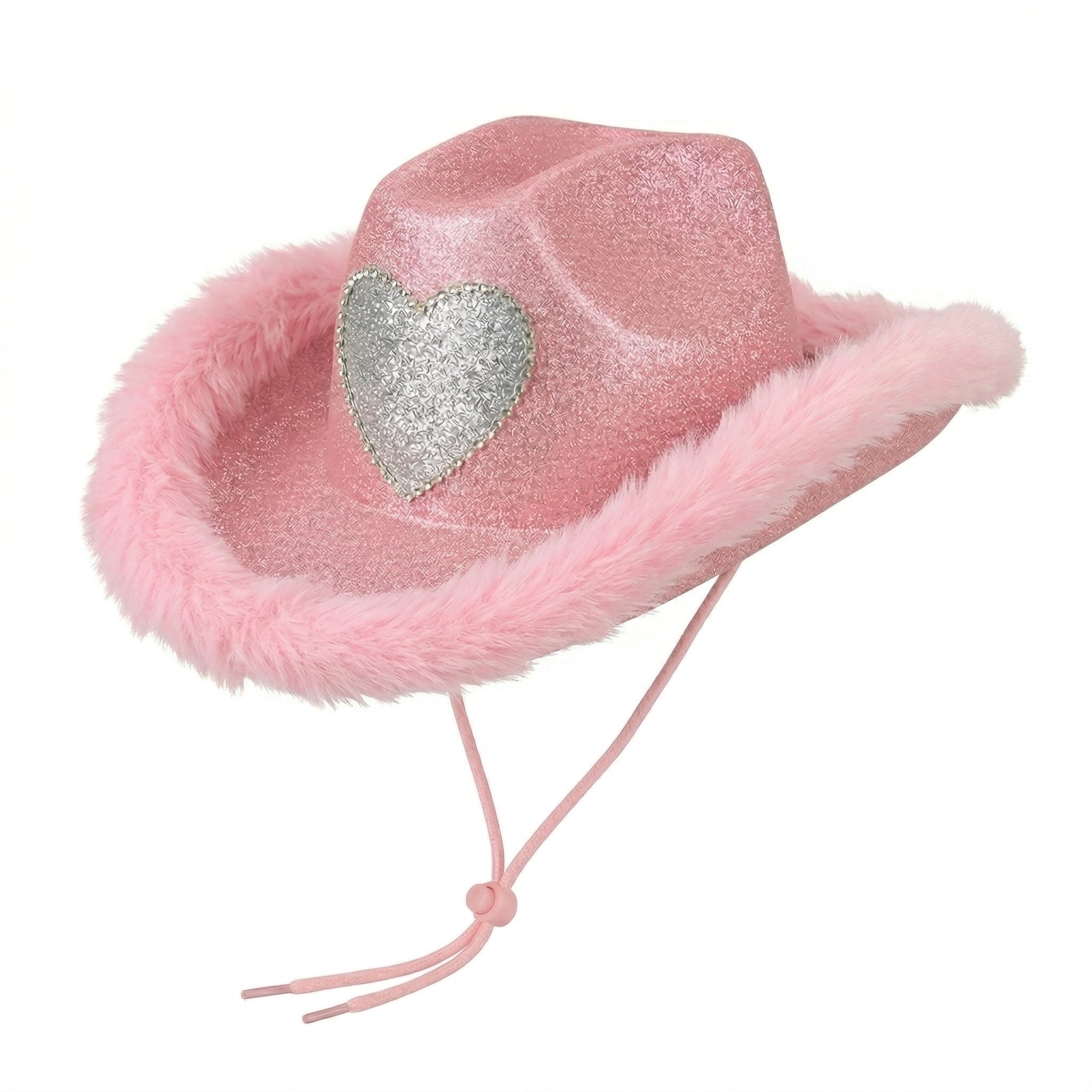 Glitter Heart Party Cowboy Hat | Faux Fur Trim | 6 Colours UK