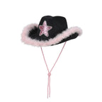 Star glitter party hat side view faux fur trim UK Hopoye
