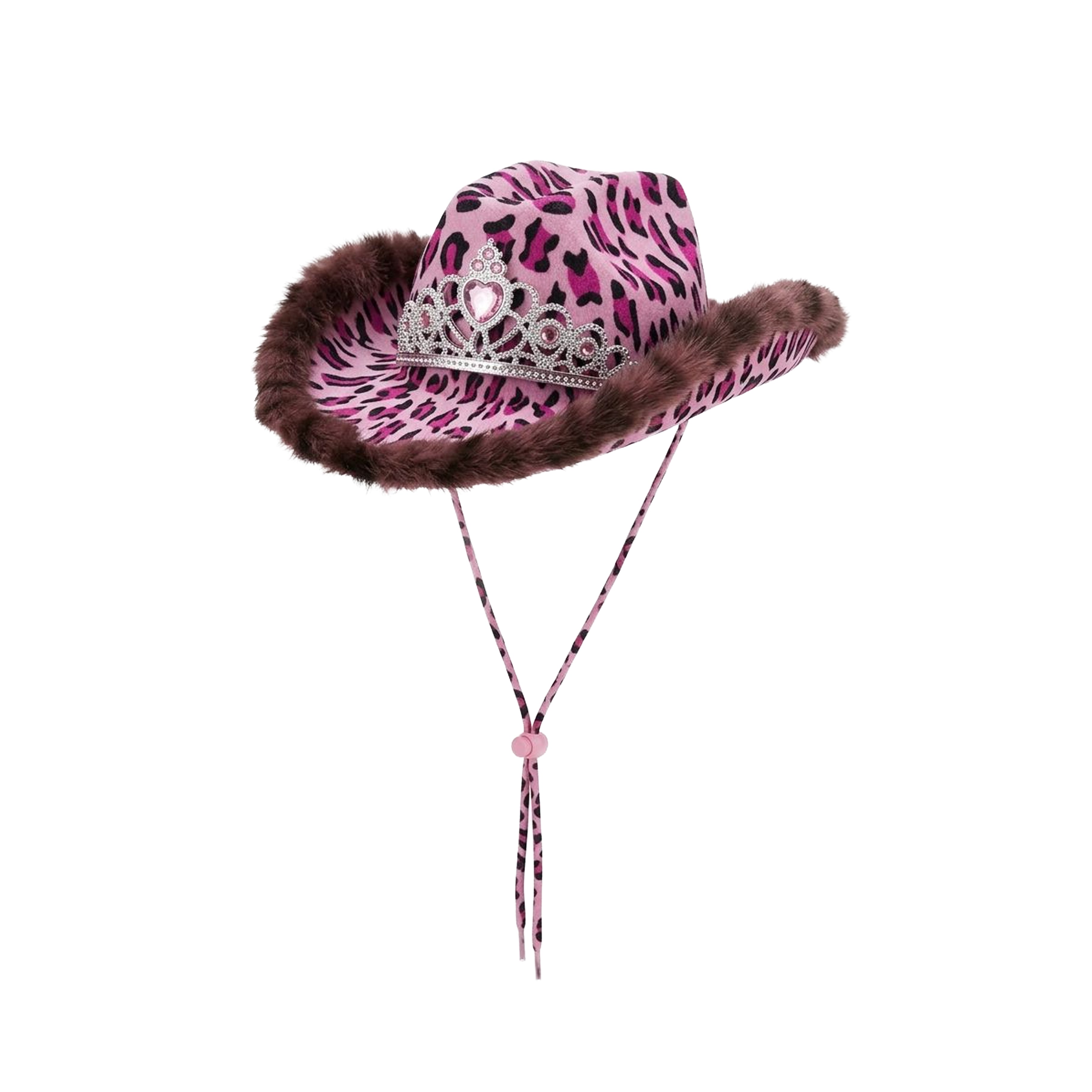 Leopard print party hat close up faux fur adjustable UK Hopoye