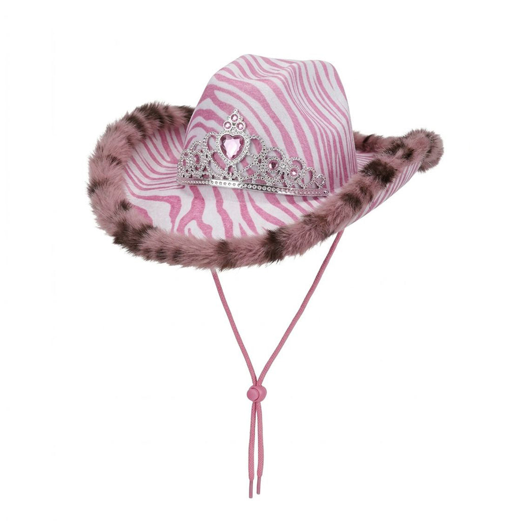 Zebra print cowboy hat colour options pink black hen do UK Hopoye