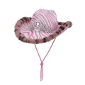 Zebra print cowboy hat colour options pink black hen do UK Hopoye
