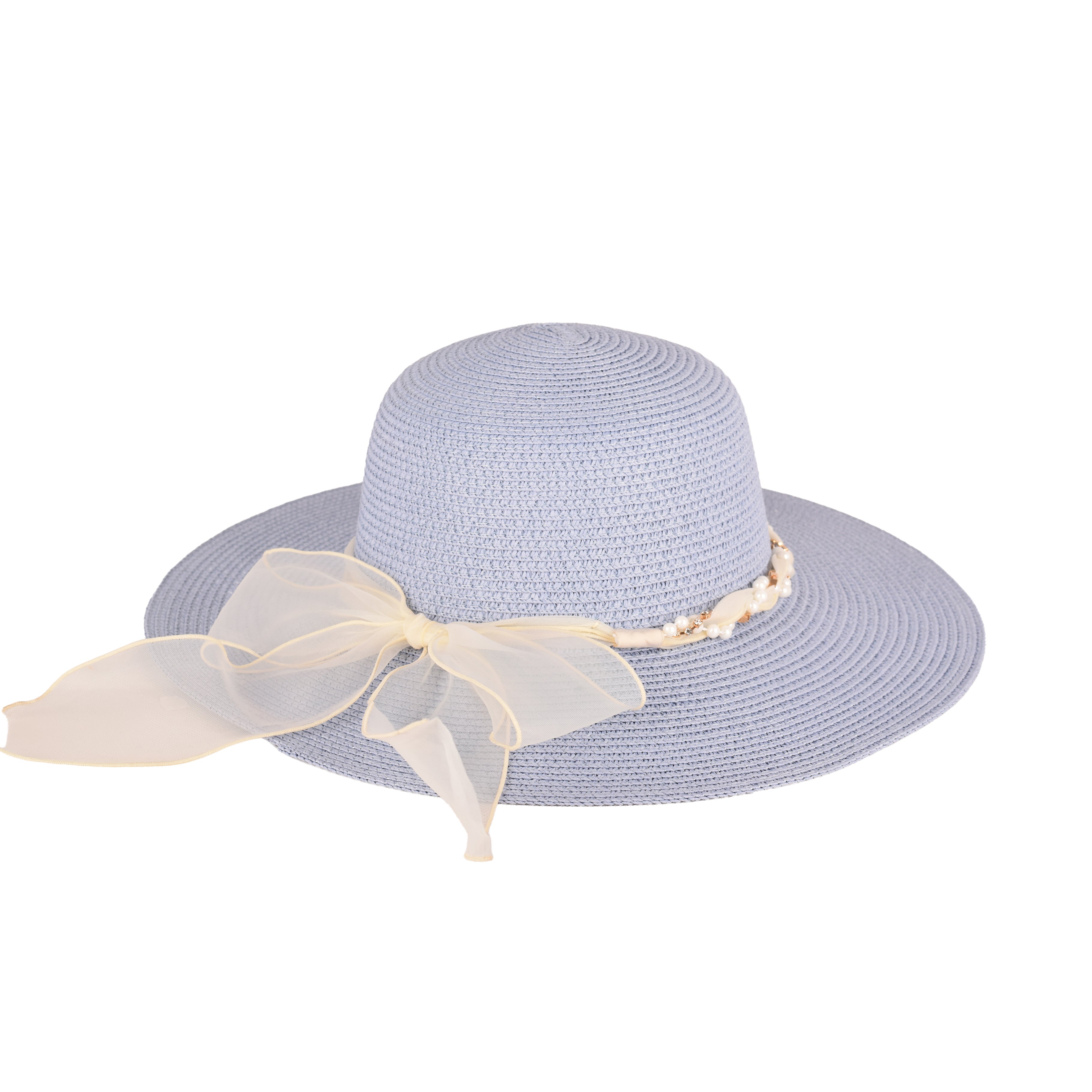 Ladies straw beach hat side view packable UV protection UK Hopoye
