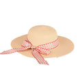 Ladies beach sun hat close up wide brim beaded UV UK