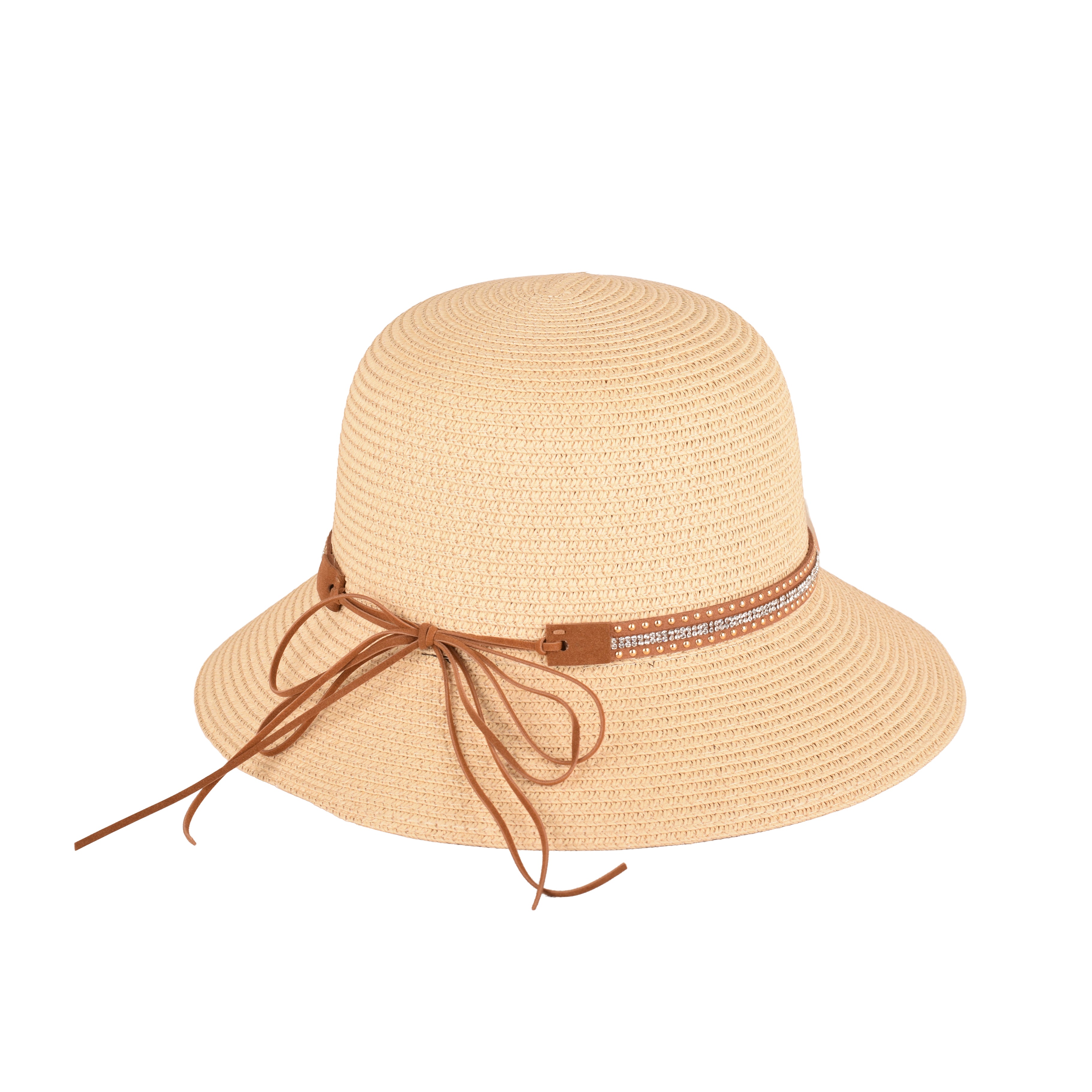 Packable ladies straw beach hat side view UV protection UK