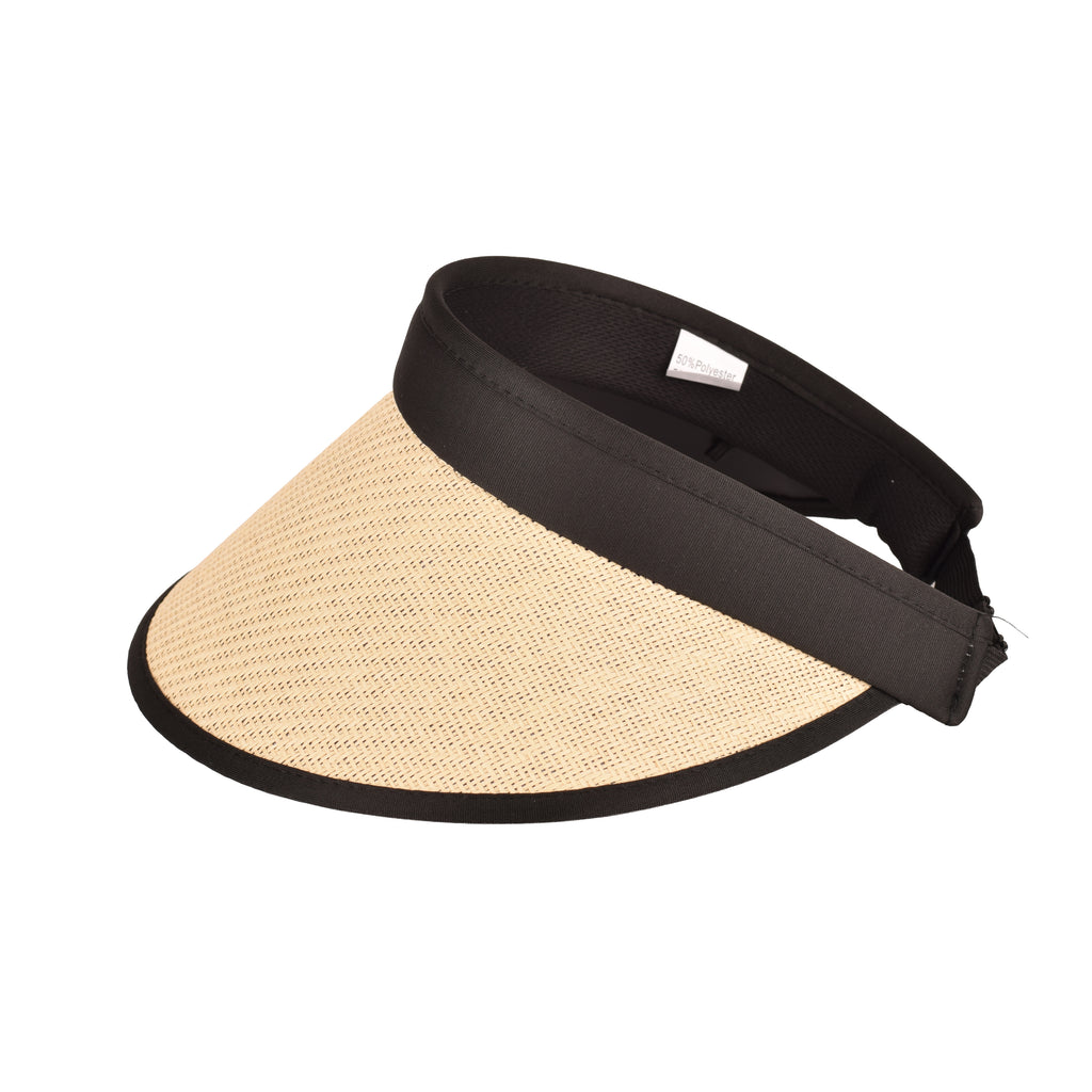 Ladies straw visor hat side view sports beach UV UK Hopoye