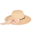 Ladies premium straw beach hat beaded band detail wide brim UV UK Hopoye
