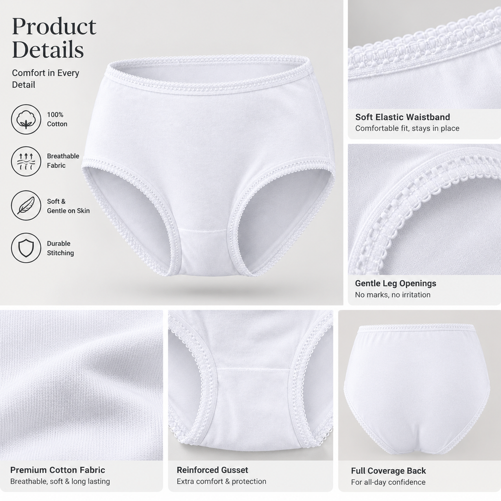 Hopoye ladies plain cotton mama brief multipack, product photo 2