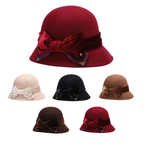 Ladies wool cloche hat with velvet bow accent, photo 7