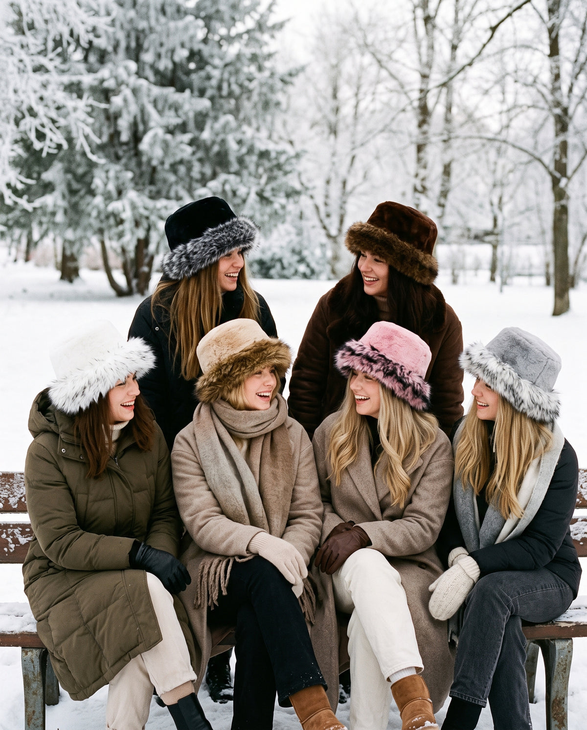 Ladies Large Brim Two Tone Faux Fur Hat in 6 colours, Hopoye UK
