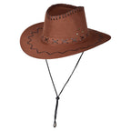 Light brown Western cowboy hat adjustable stitch style unisex festival UK Hopoye