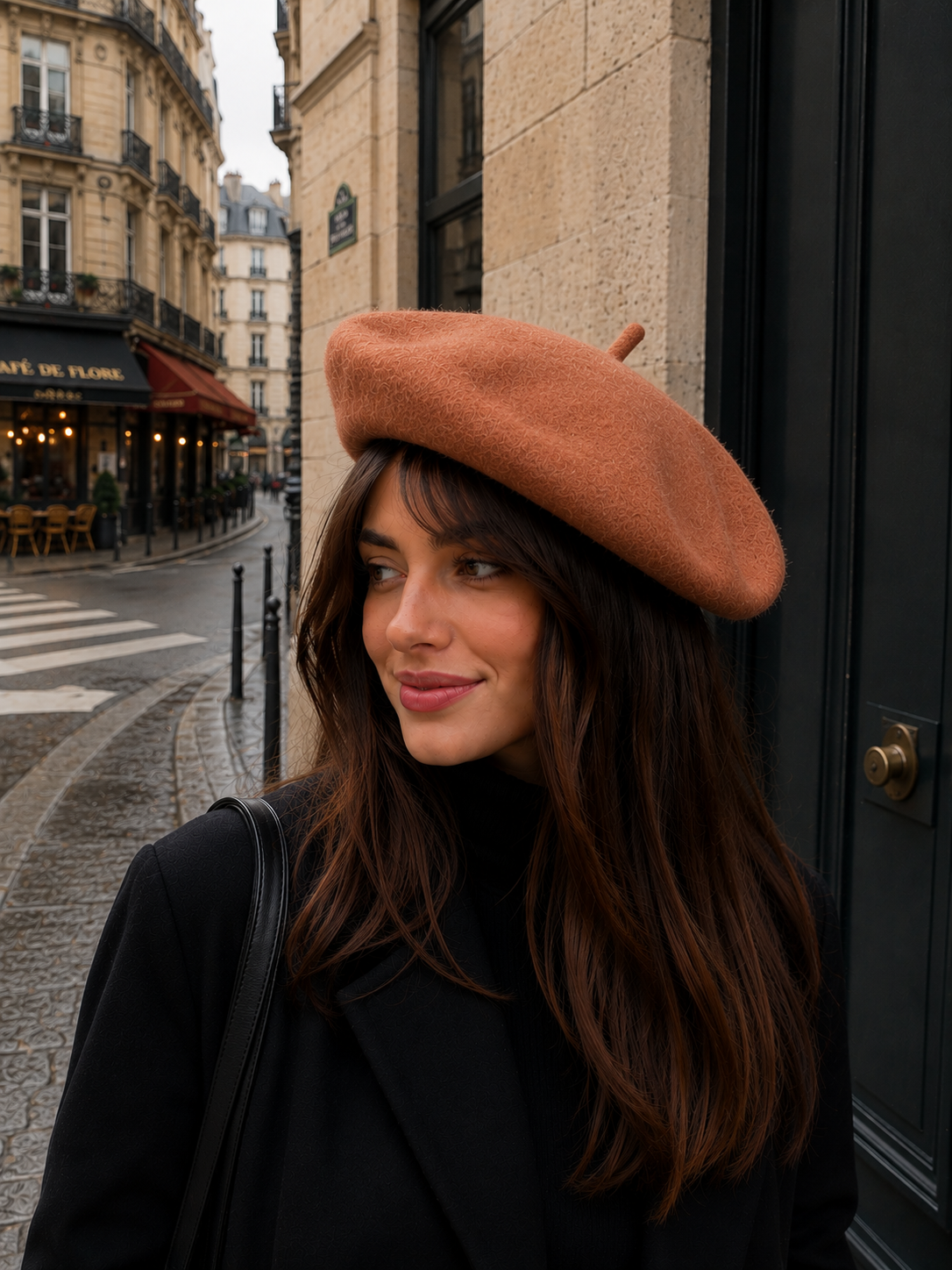 Light Orange Wool Beret Hat | Unisex Soft Warm Vintage Artist UK