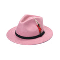 Light pink 100% wool fedora hat handmade wide brim XS to XL UK