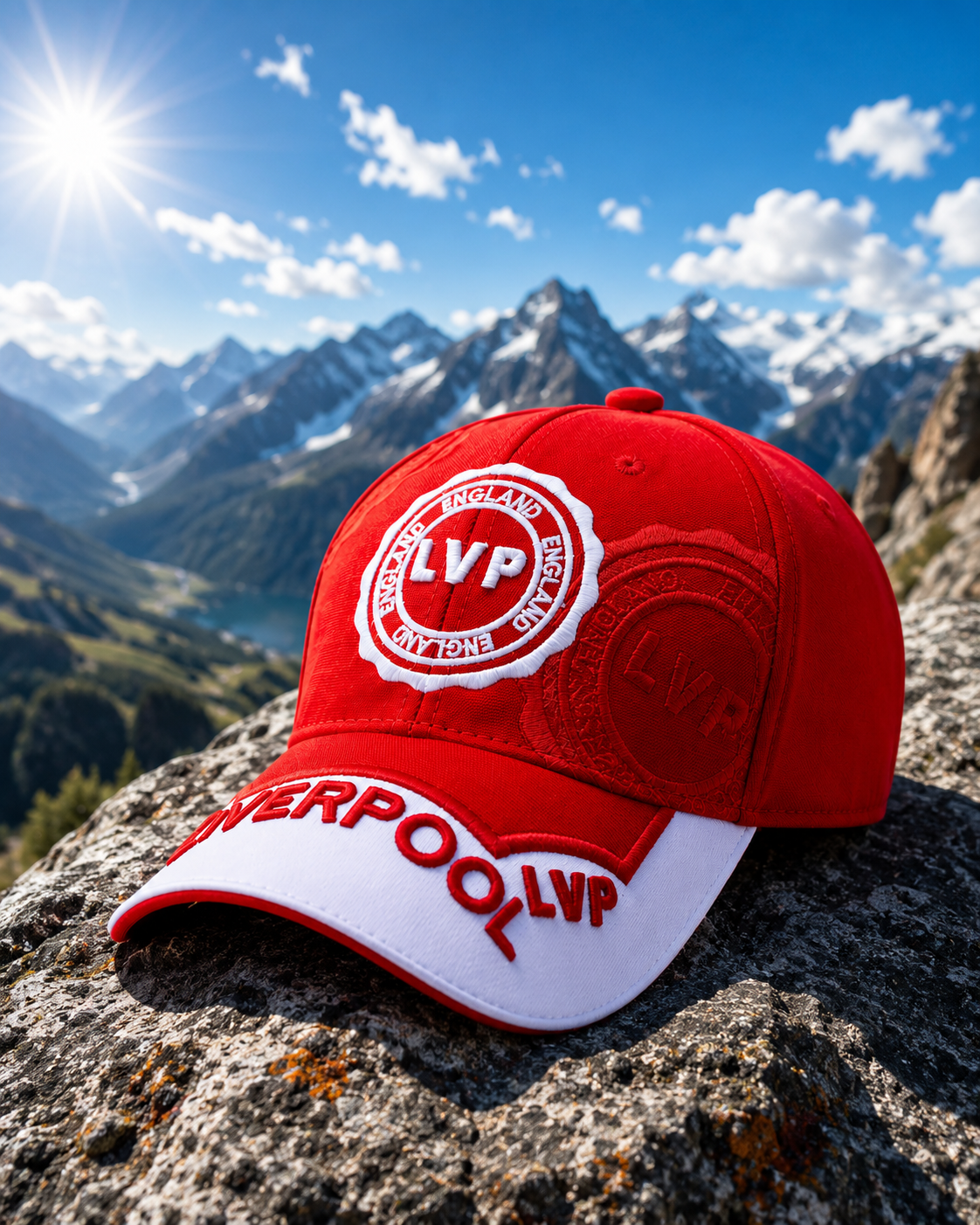 Liverpool supporter cap red LVP embroidered detail, product view 7