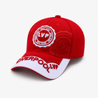 Liverpool fan baseball cap red with white peak and LIVERPOOL lettering, product view 5