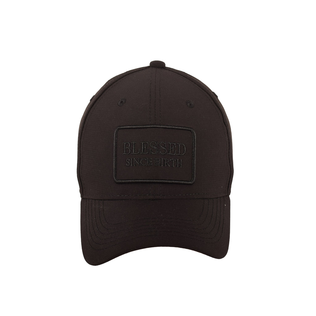 Blessed Since Birth cap close up slogan embroidery UK Hopoye