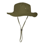 Person wearing waterproof hikers boonie hat walking outdoors UK Hopoye