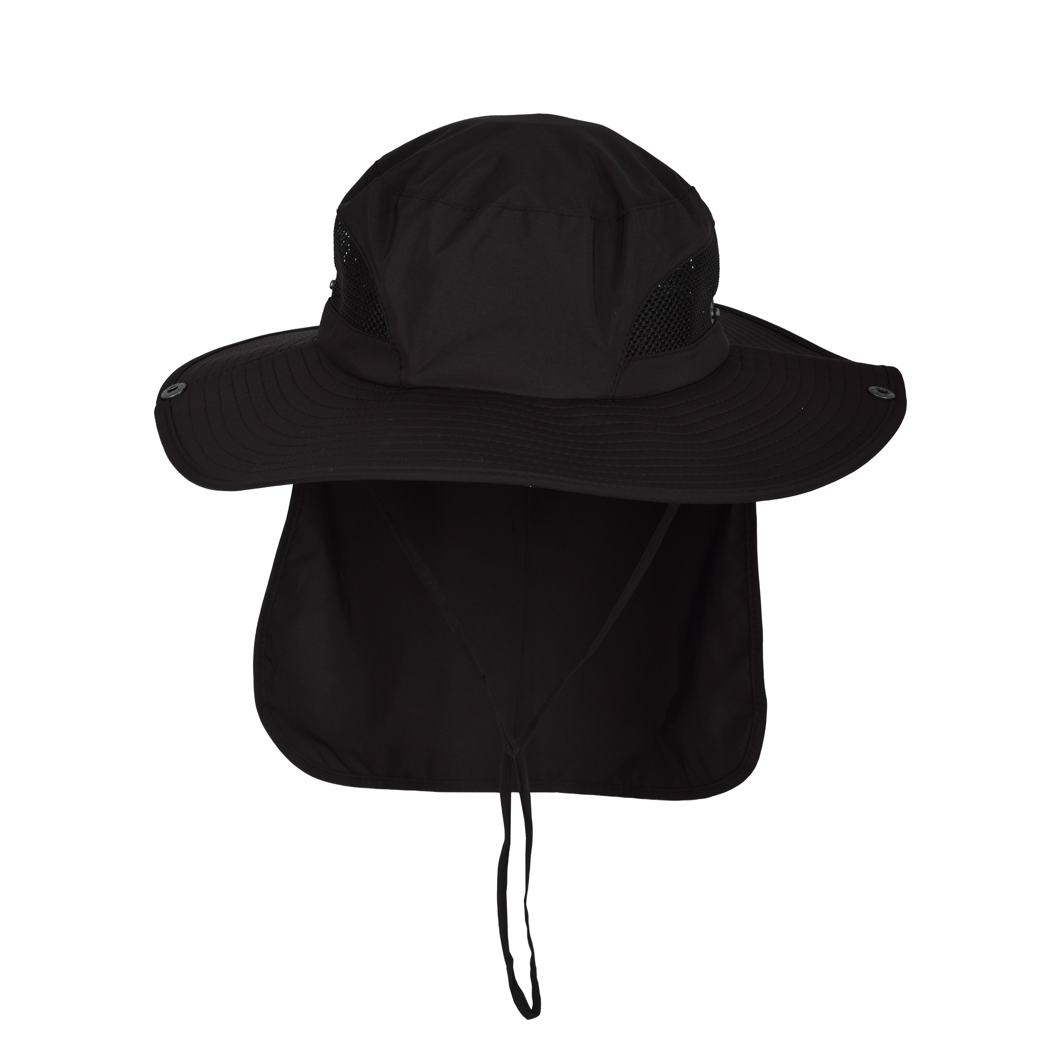 Wide brim fishing hat side view neck flap adjustable UK Hopoye