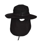 Fishing hat neck flap close up wide brim UV protection UK