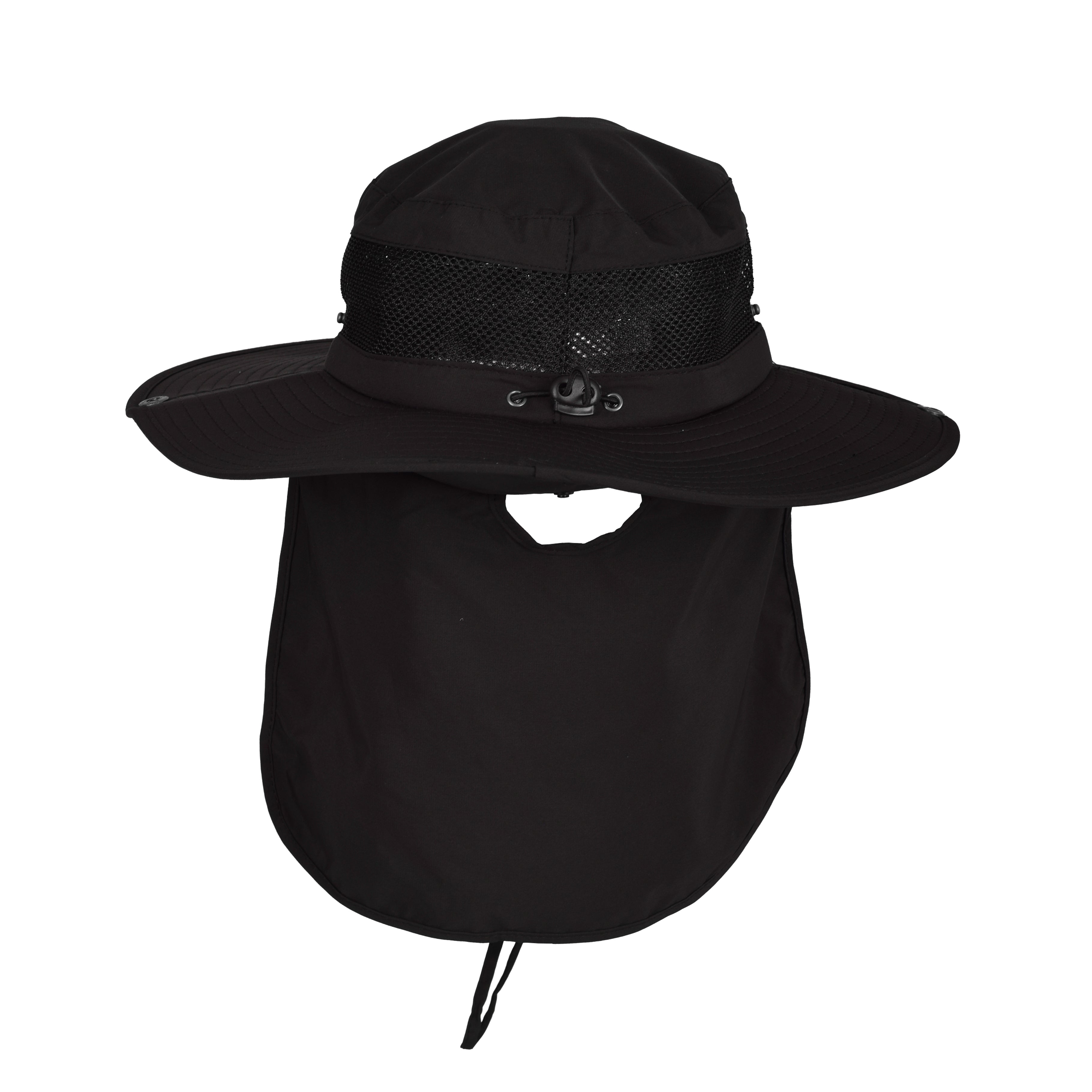 Fishing hat neck flap close up wide brim UV protection UK