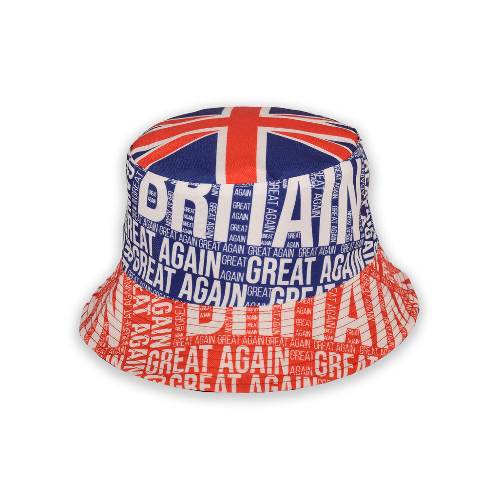 Reversible Union Jack hat close up flag print cotton UK Hopoye