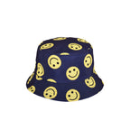 Smiley print festival bucket hat worn reversible UK Hopoye