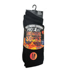 Back of thermal socks pack showing fibre content and sizing details