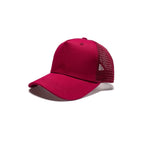 Maroon plain trucker cap mesh net back adjustable cotton UK Hopoye