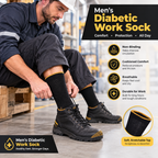 Hopoye men's diabetic work sock multipack 80% cotton black