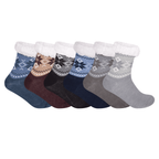 Men's padded thermal sherpa slipper socks in cosy diamond knit, UK 6-11 by Hopoye