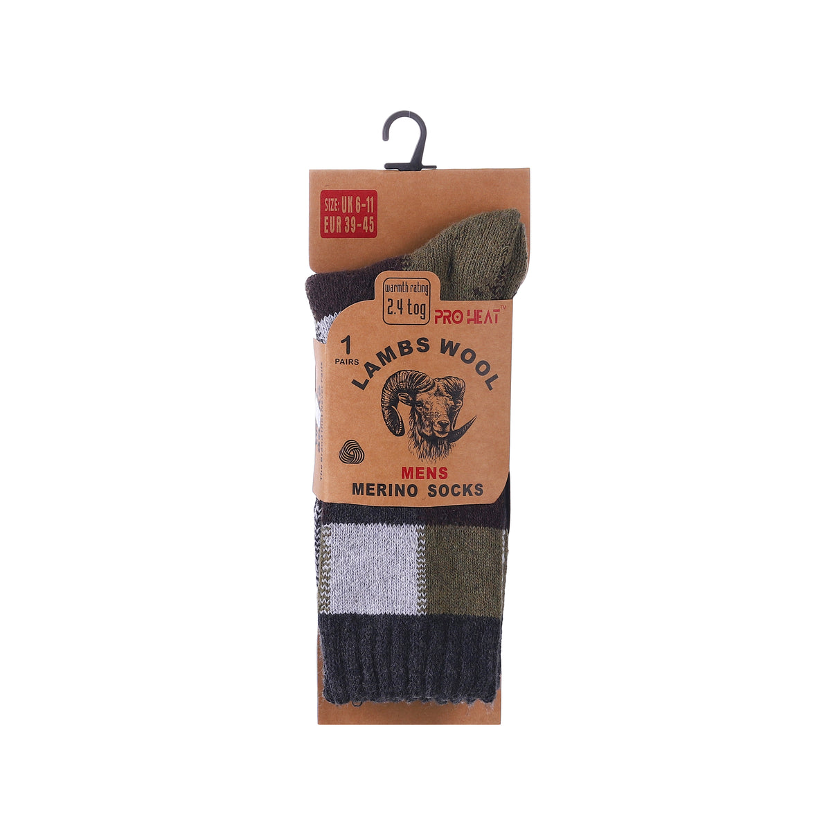 Hopoye men's two tone merino wool blend check socks, photo 3