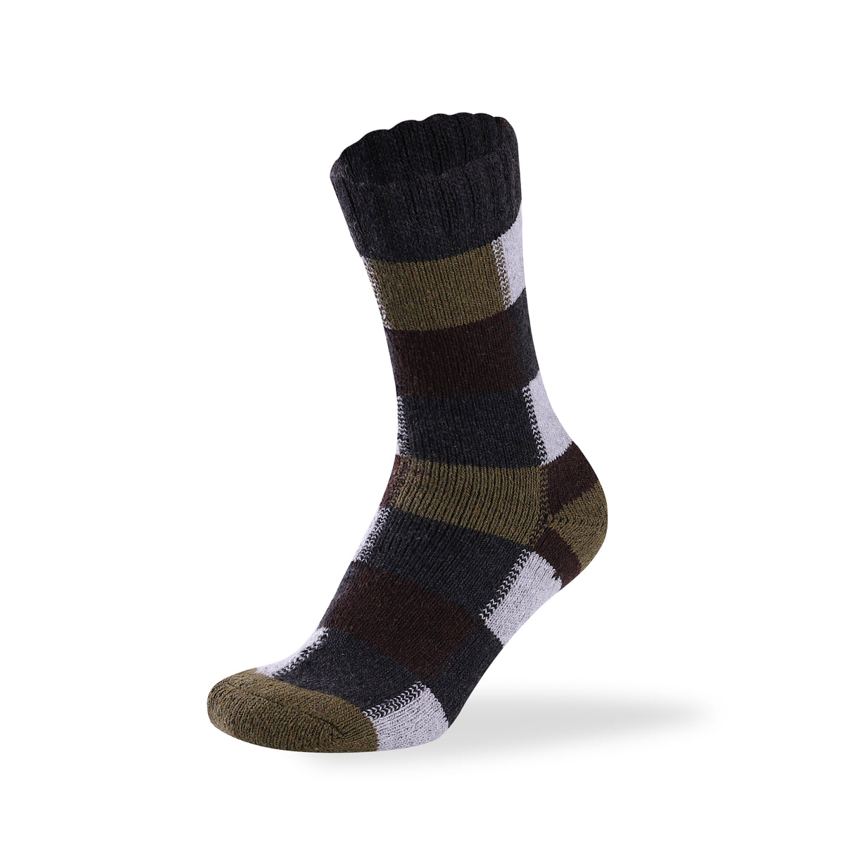 Men's two tone merino wool blend check socks, Check Style 3