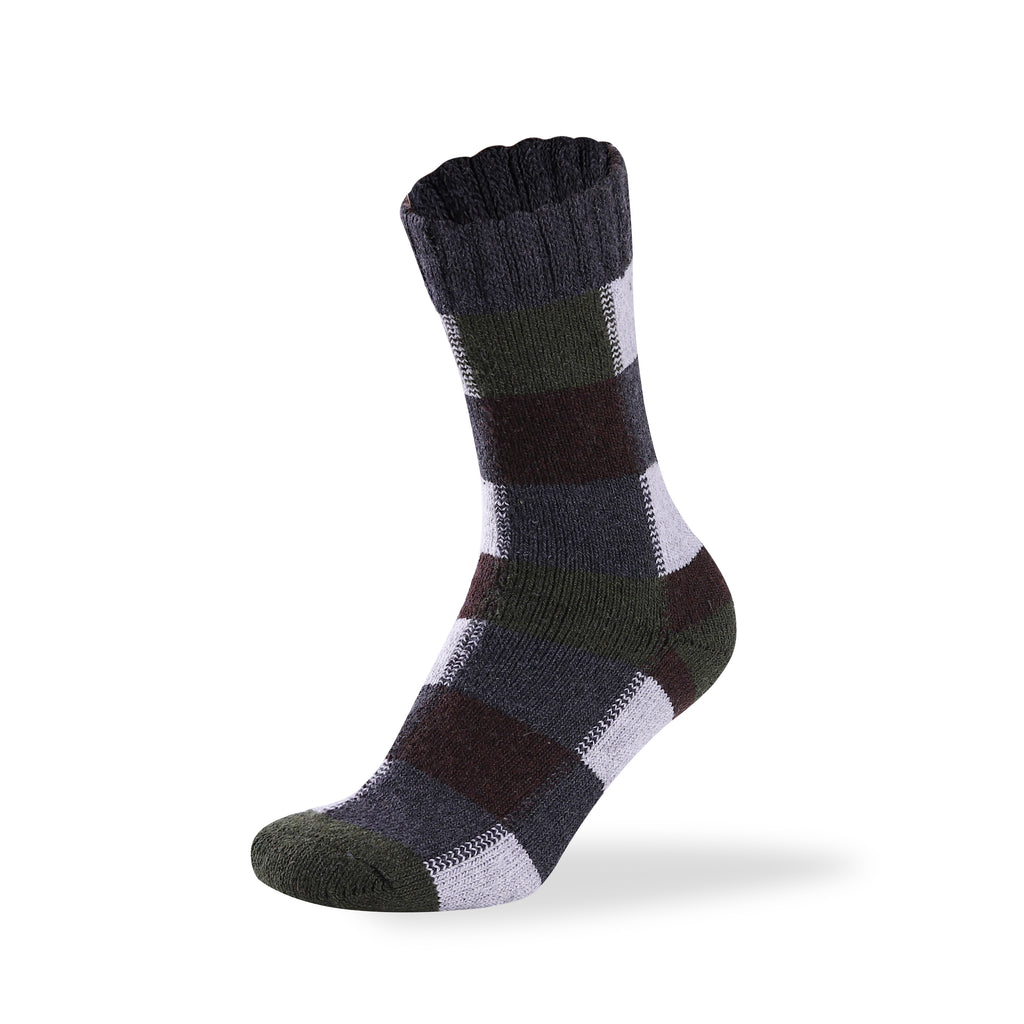 Men's two tone merino wool blend check socks, Check Style 2