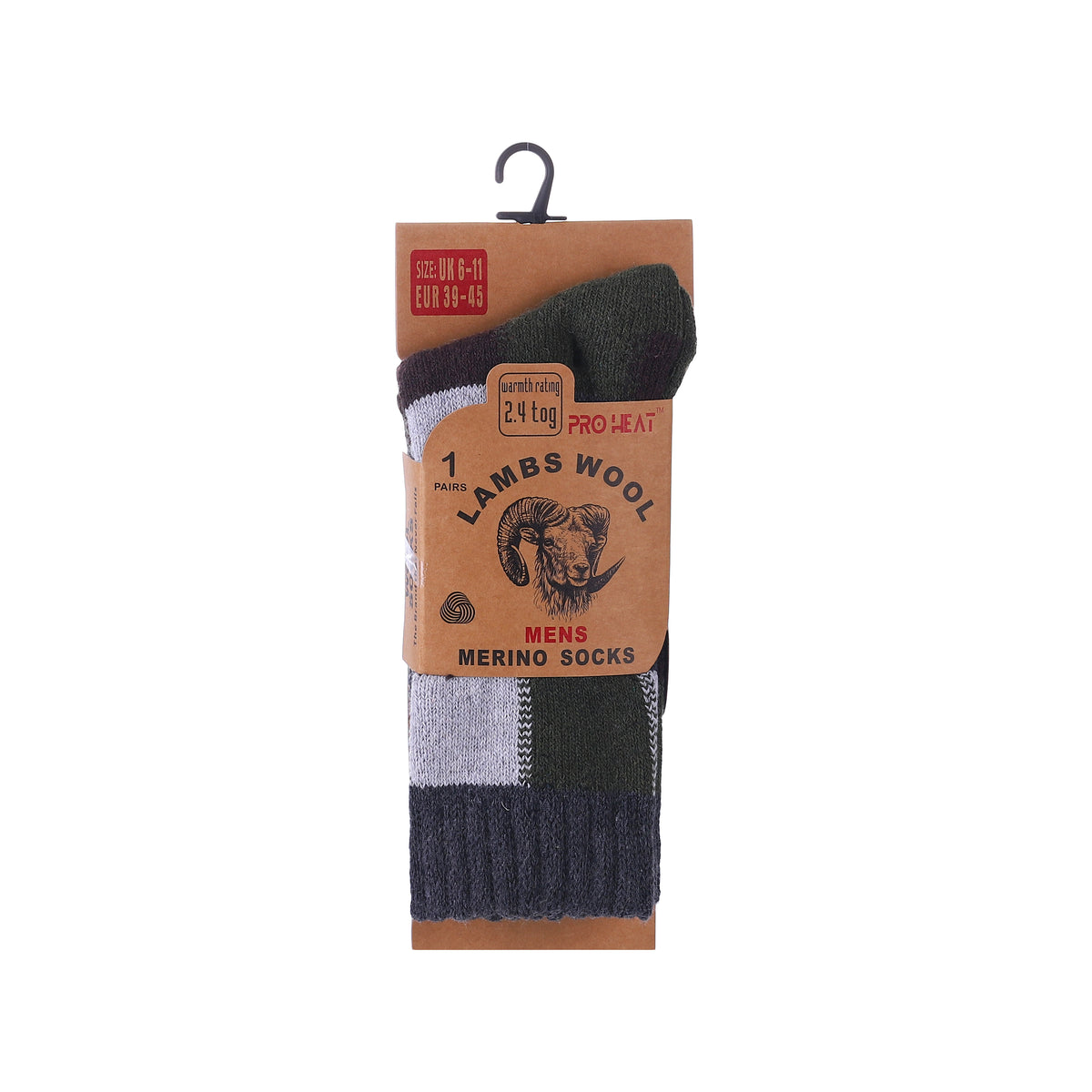 Hopoye men's two tone merino wool blend check socks, photo 7