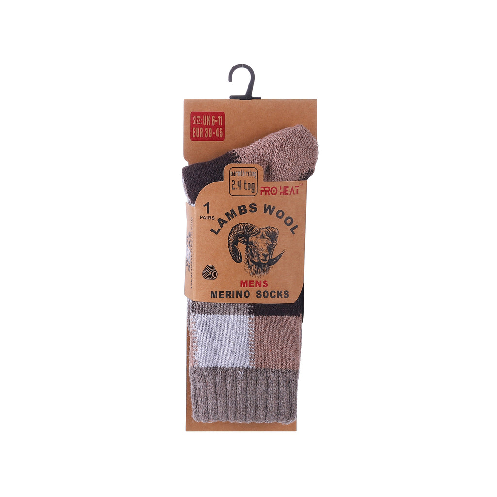 Hopoye men's two tone merino wool blend check socks, photo 5