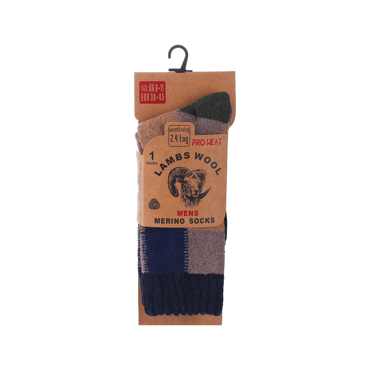 Hopoye men's two tone merino wool blend check socks, photo 6