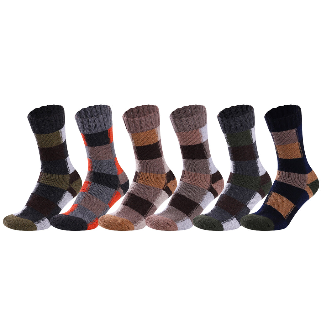 Hopoye men's two tone merino wool blend check socks, photo 2