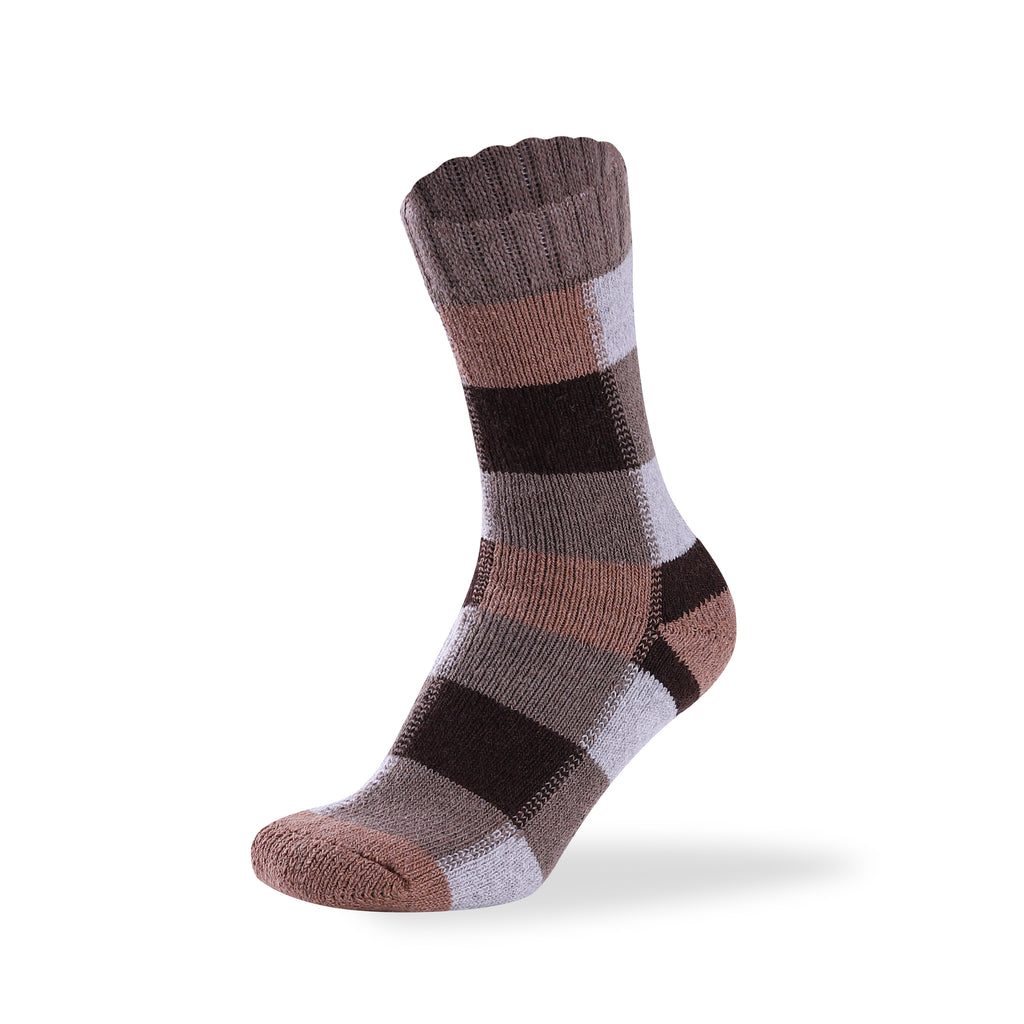 Men's two tone merino wool blend check socks, Check Style 6
